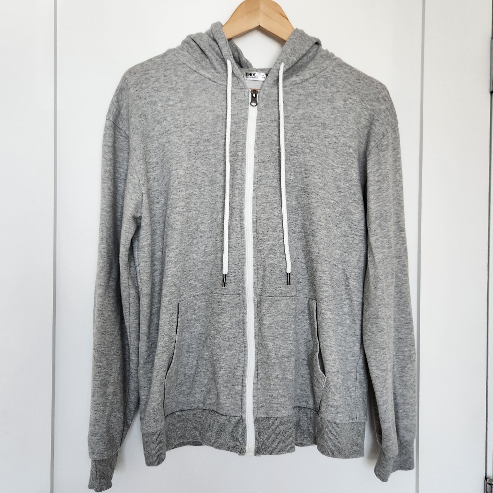 Men's Slim Fit Lightweight Zip Up Hoodie | Gray - Size Medium